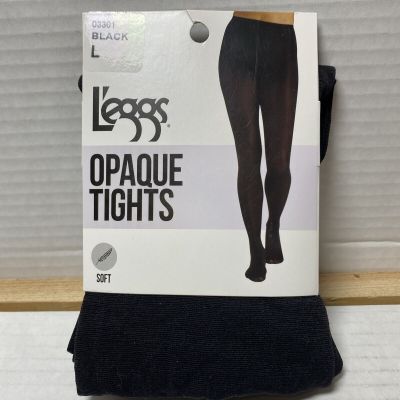 Leggs Opaque Black Tights Women’s Size Large 145-200LBS 1 Pair NWT